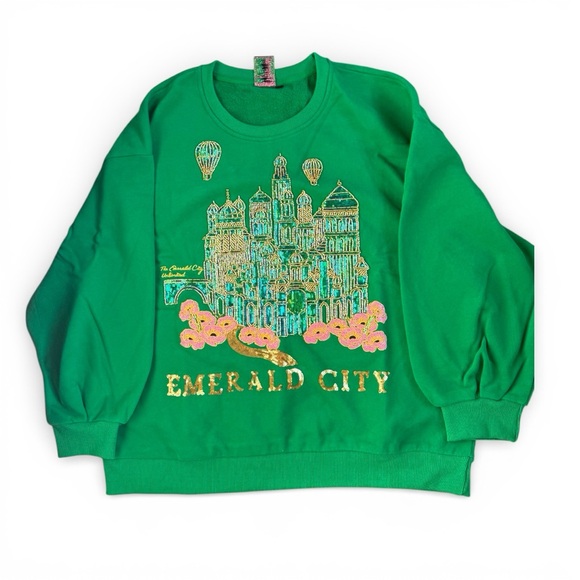 QUEEN OF SPARKLES Green Emerald City Sweatshirt - Picture 3 of 6